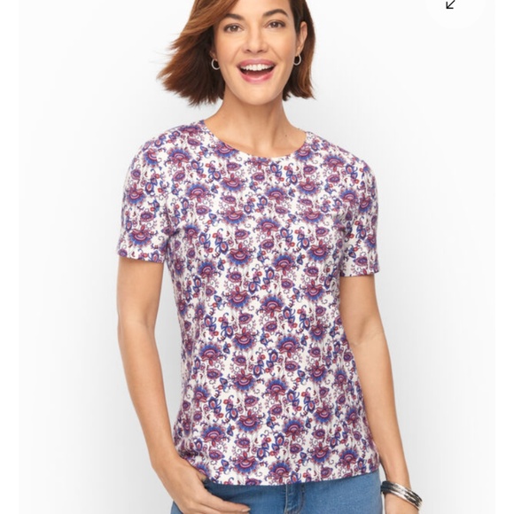 Talbots classic crewneck tee in floral‎ medallion. Worn 2x - Picture 1 of 4